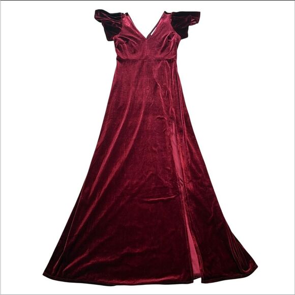 Birdy Grey Velvet Hannah Dress in Cabernet Size L FLAWS - Picture 1 of 13